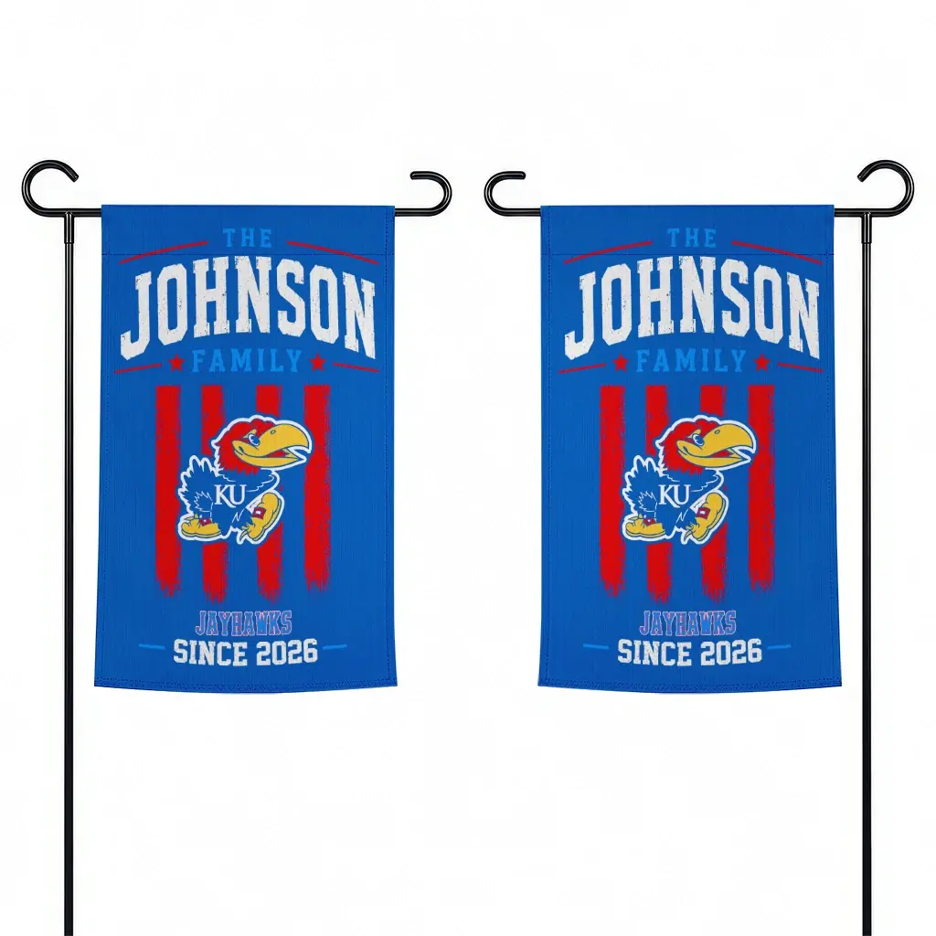 Kansas Jayhawks Garden Flag Custom Distressed Stripes Blue Fashion Forward Kansas Jayhawks Garden Flag Custom Distressed Stripes Blue Fashion Forward