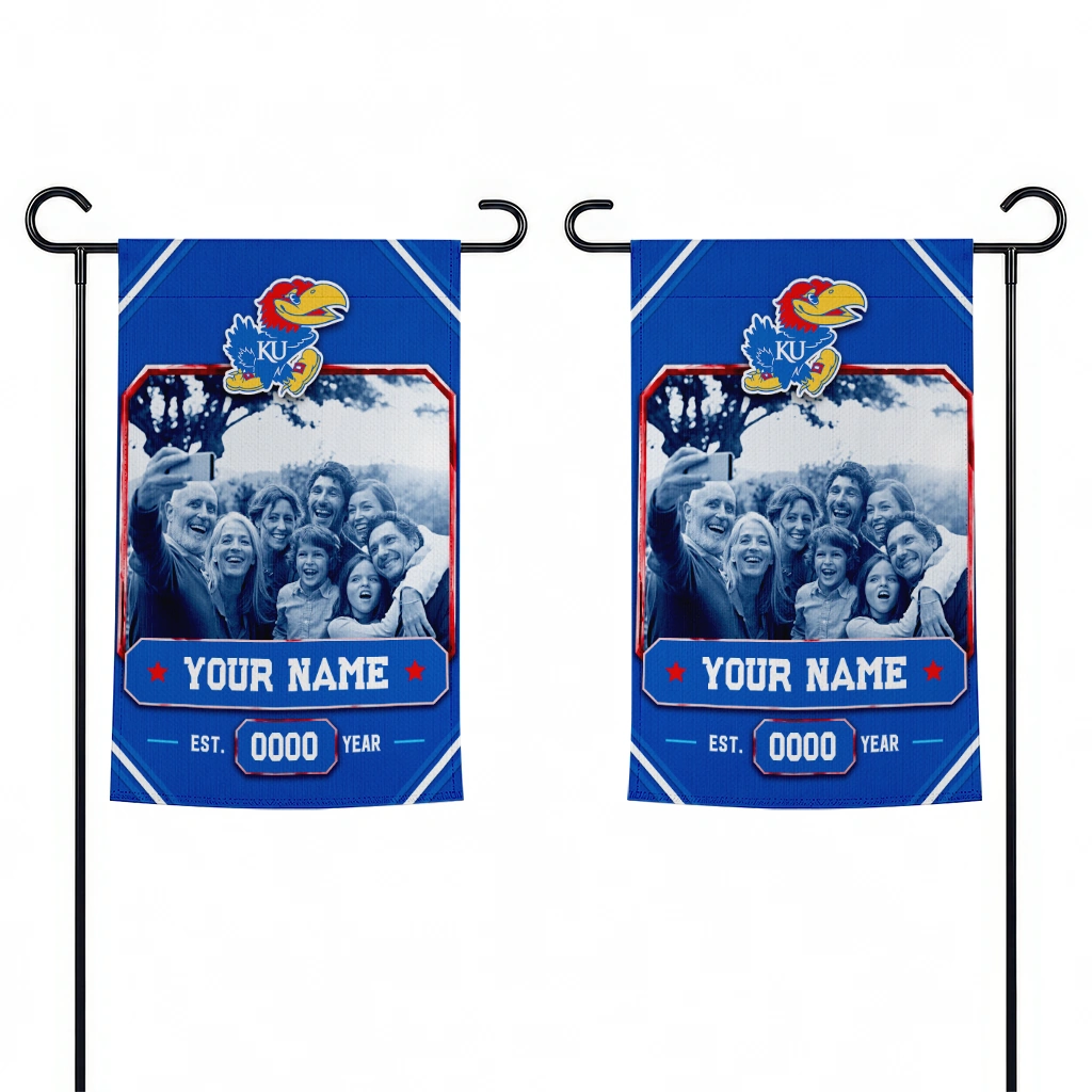 kansas-jayhawks-garden-flag-custom-photo-frame-blue-fashion-forward.webp