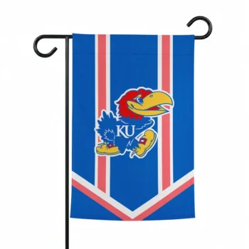 Kansas Jayhawks Garden Flag Customized Chevron Stripes Blue Best Selling