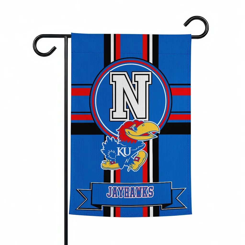 Kansas Jayhawks Garden Flag Customized Circle Medallion Blue Best Selling Kansas Jayhawks Garden Flag Customized Circle Medallion Blue Best Selling