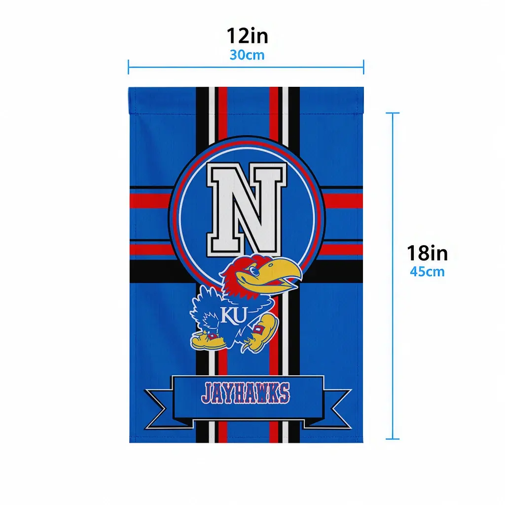 Kansas Jayhawks Garden Flag Customized Circle Medallion Blue High Quality Kansas Jayhawks Garden Flag Customized Circle Medallion Blue High Quality
