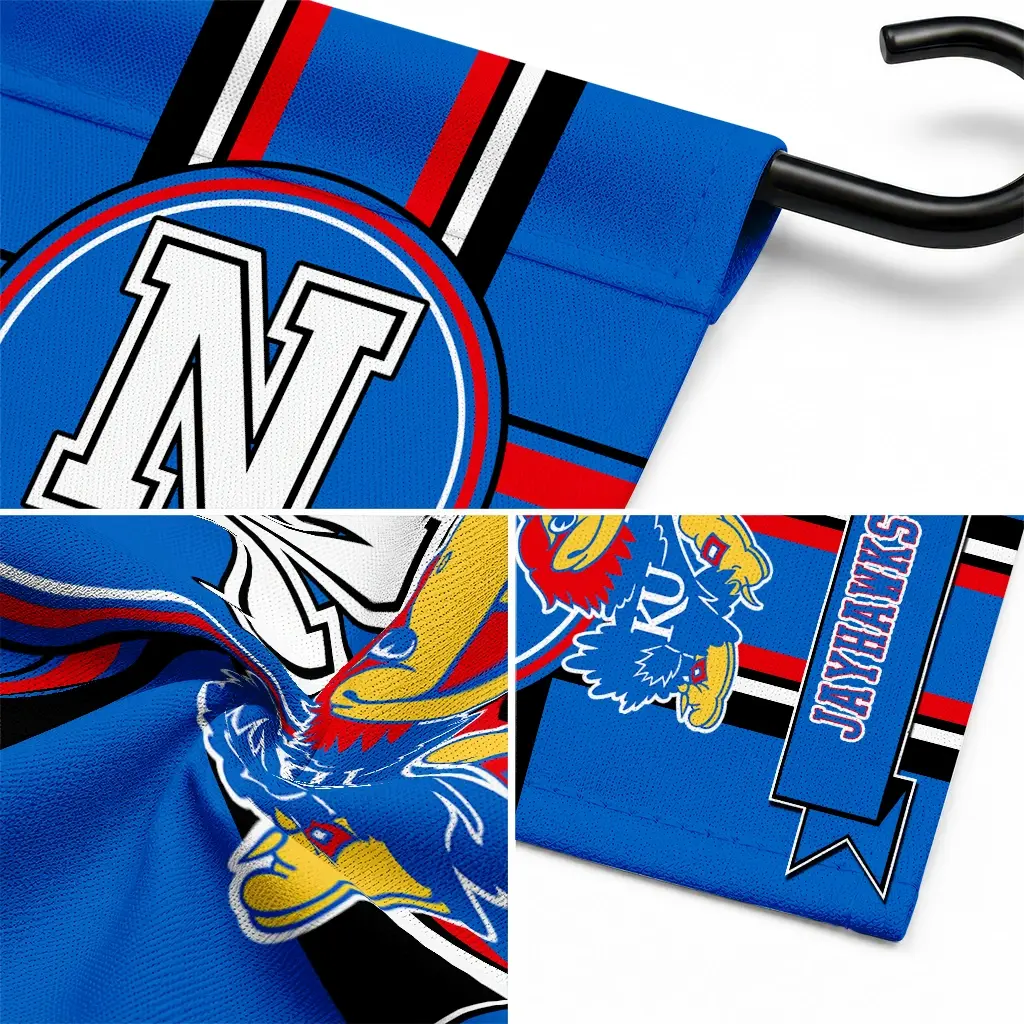 Kansas Jayhawks Garden Flag Customized Circle Medallion Blue Latest Model Kansas Jayhawks Garden Flag Customized Circle Medallion Blue Latest Model