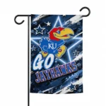 Kansas Jayhawks Garden Flag Personalized Glowing Star Blue Best Selling