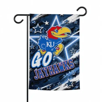 Kansas Jayhawks Garden Flag Personalized Glowing Star Blue Best Selling