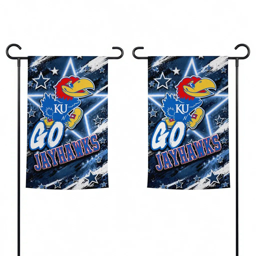 Kansas Jayhawks Garden Flag Personalized Glowing Star Blue Fashion Forward Kansas Jayhawks Garden Flag Personalized Glowing Star Blue Fashion Forward