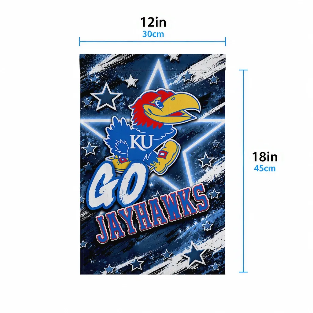Kansas Jayhawks Garden Flag Personalized Glowing Star Blue High Quality Kansas Jayhawks Garden Flag Personalized Glowing Star Blue High Quality