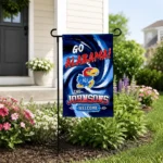 Kansas Jayhawks Garden Flag Personalized Swirl Vortex Blue Best Selling