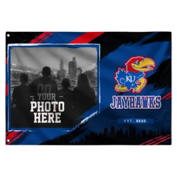 Kansas Jayhawks House Flag Custom Framed Photo Blue Black Best Selling