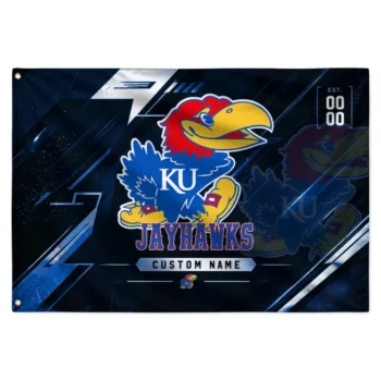 Kansas Jayhawks House Flag Custom Speed Slashes Blue Best Selling