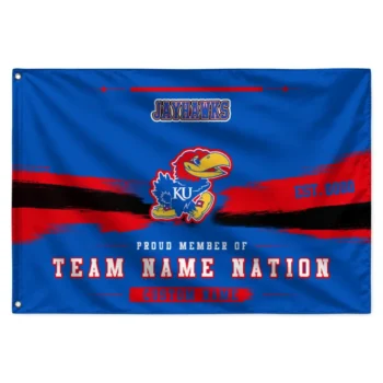 Kansas Jayhawks House Flag Customized Brushed Streaks Blue Best Selling