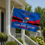 Kansas Jayhawks House Flag Customized Brushed Streaks Blue Best Selling