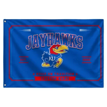 Kansas Jayhawks House Flag Customized Ornate Border Blue Best Selling