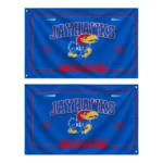 Kansas Jayhawks House Flag Customized Ornate Border Blue Best Selling