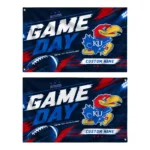 Kansas Jayhawks House Flag Personalized Action Streaks Blue Best Selling
