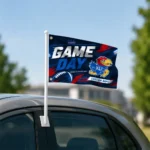 Kansas Jayhawks House Flag Personalized Action Streaks Blue Best Selling