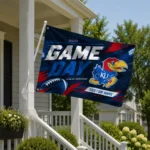 Kansas Jayhawks House Flag Personalized Action Streaks Blue Best Selling