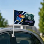 Kansas Jayhawks House Flag Personalized Diagonal Stripes Blue Best Selling
