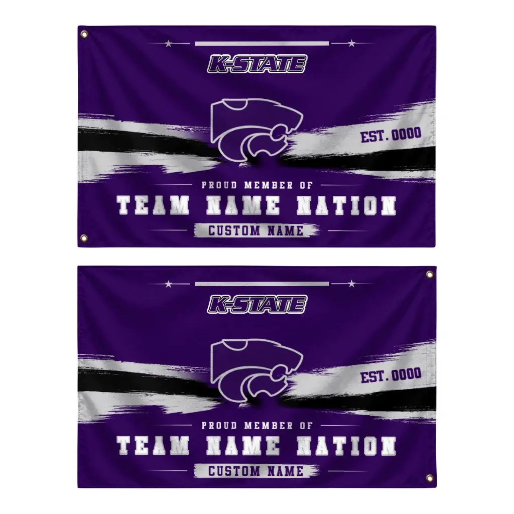Kansas State Wildcats House Flag Custom Brushed Streaks Purple Fashion Forward Kansas State Wildcats House Flag Custom Brushed Streaks Purple Fashion Forward