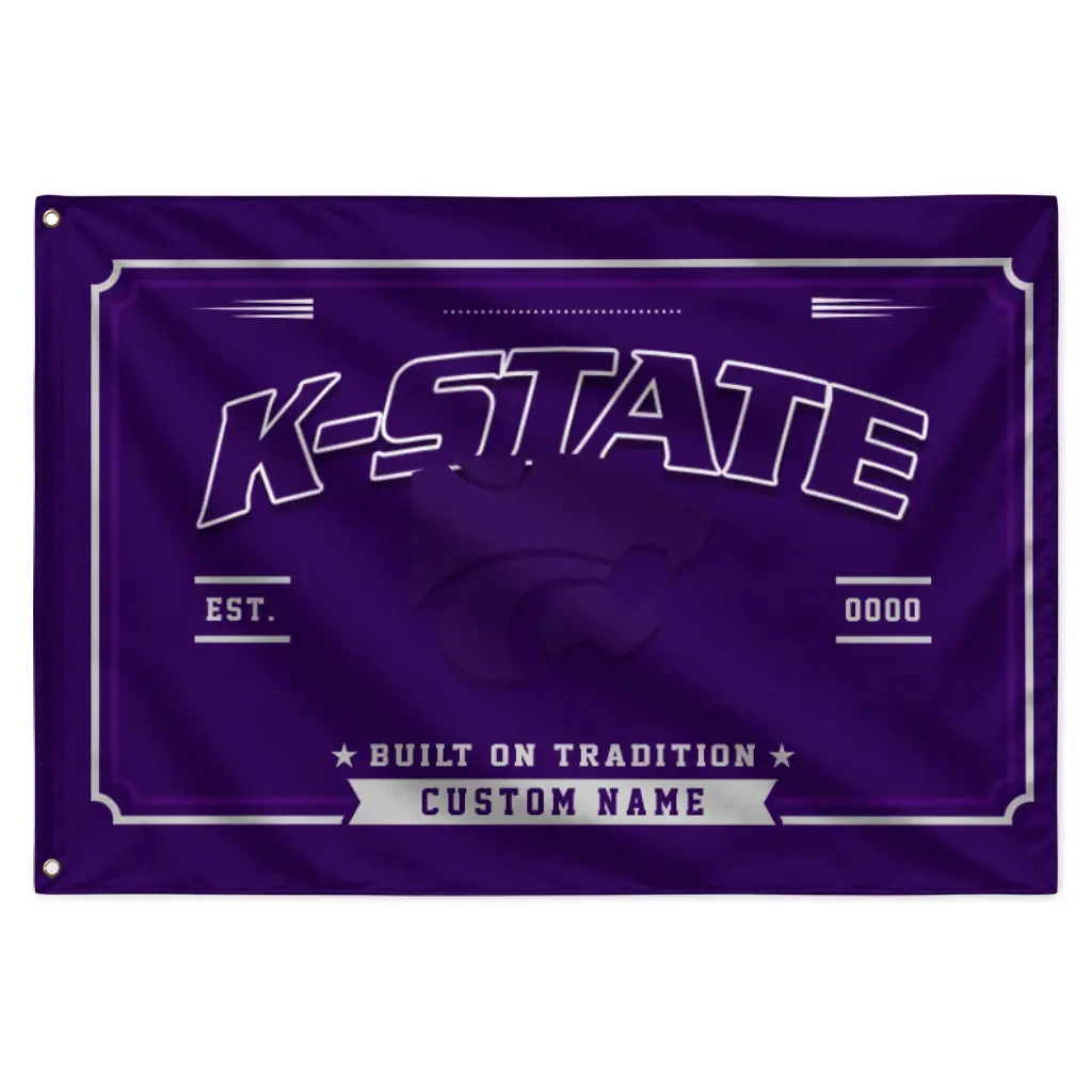 Kansas State Wildcats House Flag Custom Ornate Border Purple Best Selling Kansas State Wildcats House Flag Custom Ornate Border Purple Best Selling
