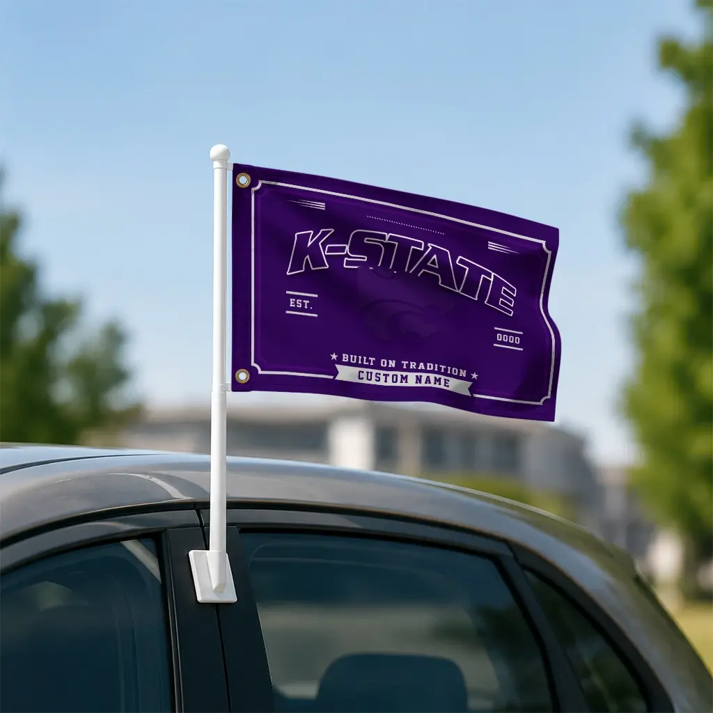 Kansas State Wildcats House Flag Custom Ornate Border Purple Latest Model Kansas State Wildcats House Flag Custom Ornate Border Purple Latest Model