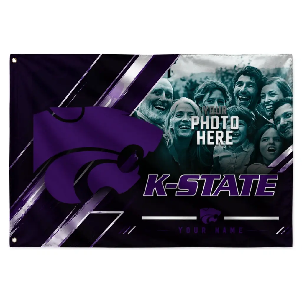 Kansas State Wildcats House Flag Customized Diagonal Stripes Purple Best Selling Kansas State Wildcats House Flag Customized Diagonal Stripes Purple Best Selling