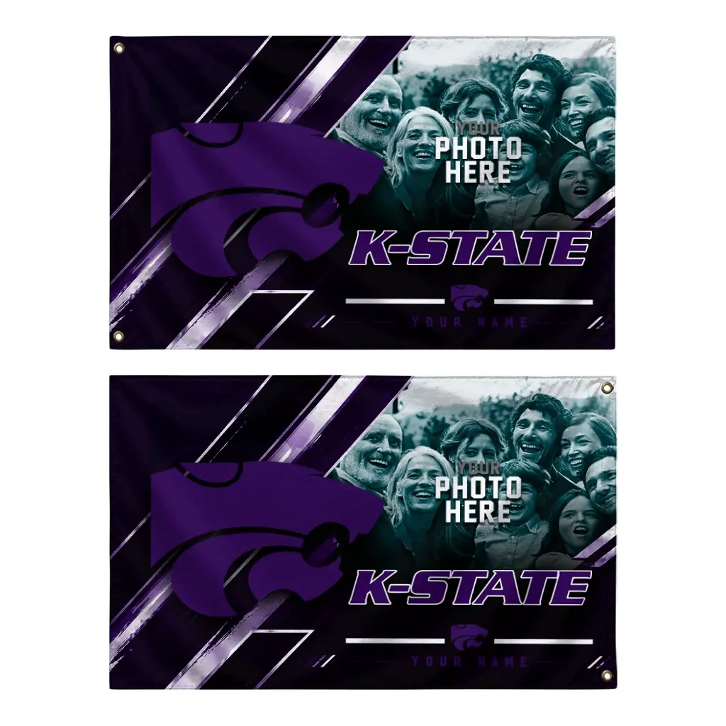 Kansas State Wildcats House Flag Customized Diagonal Stripes Purple Fashion Forward Kansas State Wildcats House Flag Customized Diagonal Stripes Purple Fashion Forward