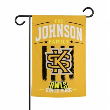 Kennesaw State Owls Garden Flag Personalized Distressed Stripes Gold Best Selling