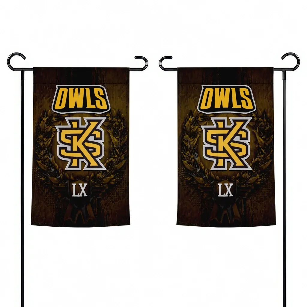 Kennesaw State Owls Garden Flag Personalized Laurel Wreath Gold Fashion Forward Kennesaw State Owls Garden Flag Personalized Laurel Wreath Gold Fashion Forward
