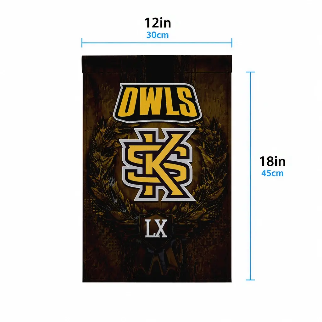 Kennesaw State Owls Garden Flag Personalized Laurel Wreath Gold High Quality Kennesaw State Owls Garden Flag Personalized Laurel Wreath Gold High Quality