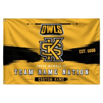 Kennesaw State Owls House Flag Custom Brushed Streaks Gold Best Selling