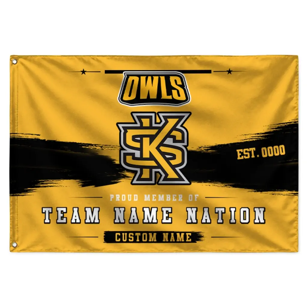 Kennesaw State Owls House Flag Custom Brushed Streaks Gold Best Selling Kennesaw State Owls House Flag Custom Brushed Streaks Gold Best Selling