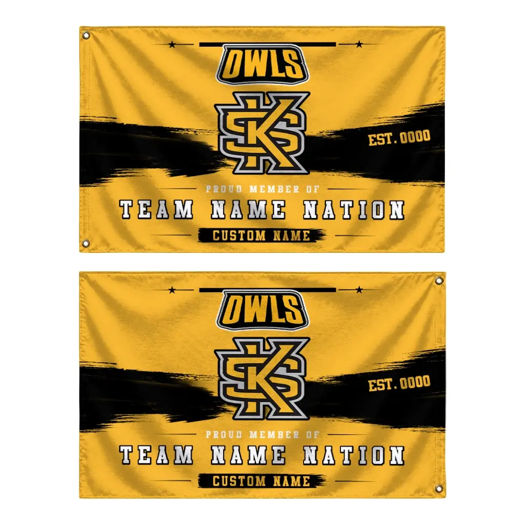 Kennesaw State Owls House Flag Custom Brushed Streaks Gold Fashion Forward Kennesaw State Owls House Flag Custom Brushed Streaks Gold Fashion Forward