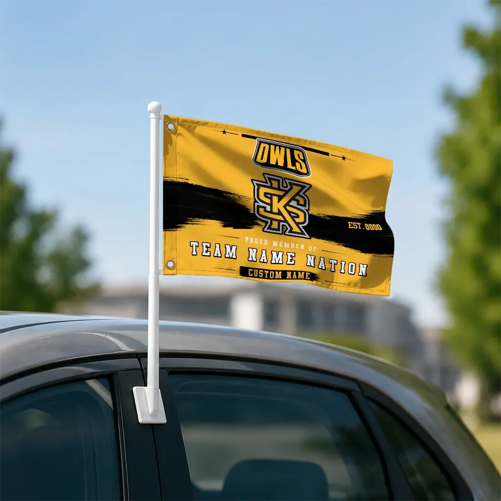 Kennesaw State Owls House Flag Custom Brushed Streaks Gold Latest Model Kennesaw State Owls House Flag Custom Brushed Streaks Gold Latest Model