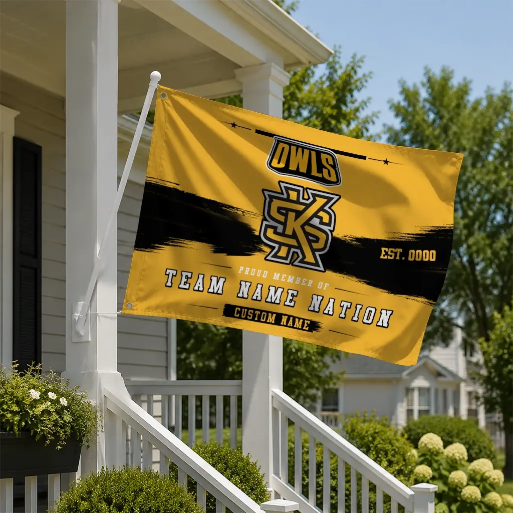 Kennesaw State Owls House Flag Custom Brushed Streaks Gold New Arrival Kennesaw State Owls House Flag Custom Brushed Streaks Gold New Arrival