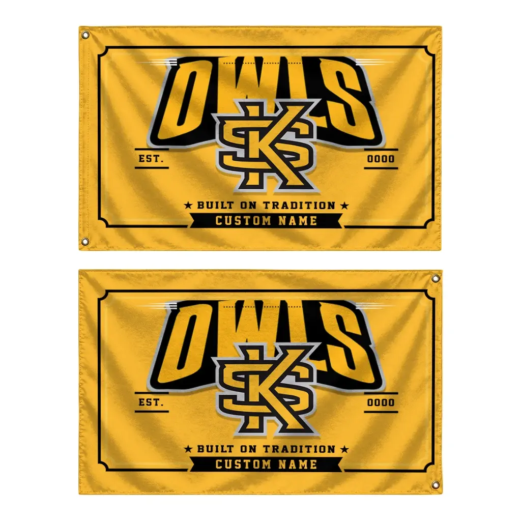 Kennesaw State Owls House Flag Custom Ornate Border Gold Fashion Forward Kennesaw State Owls House Flag Custom Ornate Border Gold Fashion Forward
