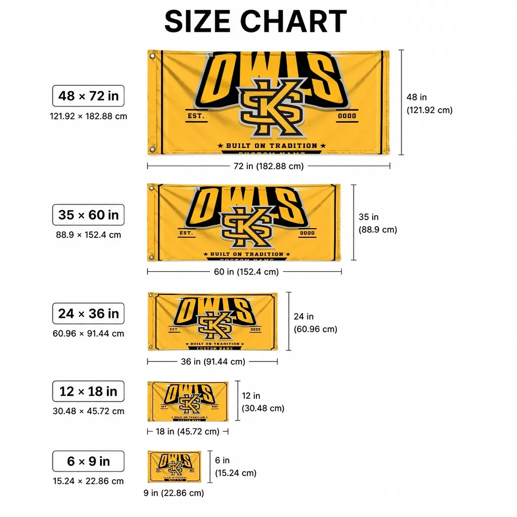 Kennesaw State Owls House Flag Custom Ornate Border Gold High Quality Kennesaw State Owls House Flag Custom Ornate Border Gold High Quality