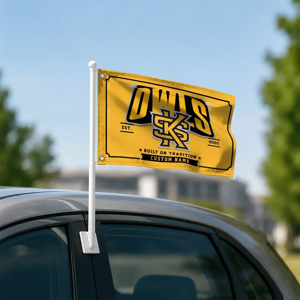 Kennesaw State Owls House Flag Custom Ornate Border Gold Latest Model Kennesaw State Owls House Flag Custom Ornate Border Gold Latest Model