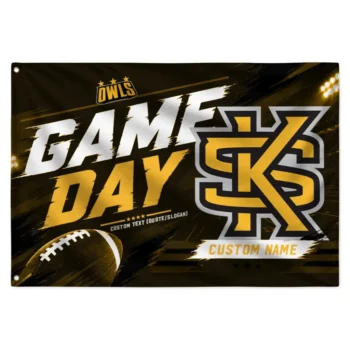 Kennesaw State Owls House Flag Customized Action Streaks Gold Best Selling