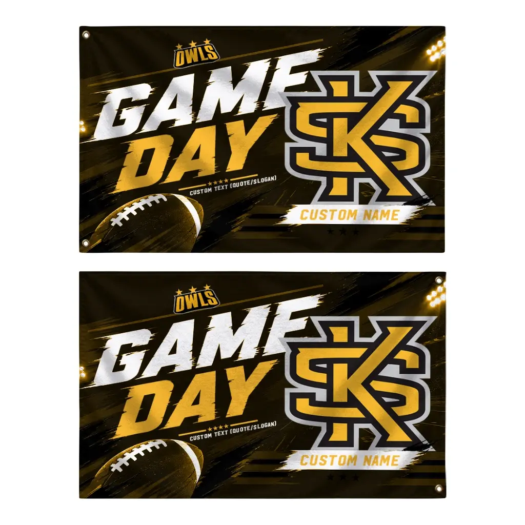 Kennesaw State Owls House Flag Customized Action Streaks Gold Fashion Forward Kennesaw State Owls House Flag Customized Action Streaks Gold Fashion Forward