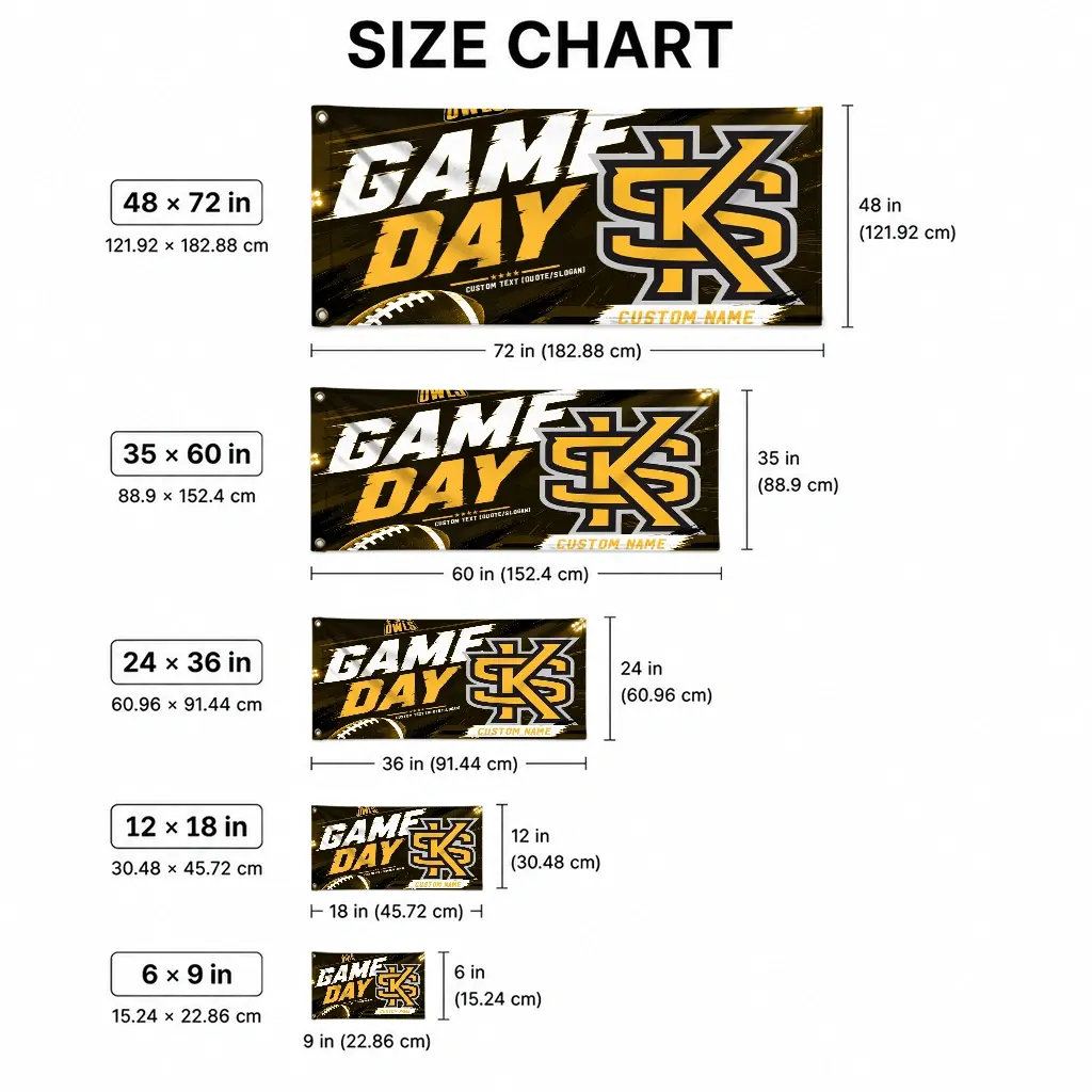 Kennesaw State Owls House Flag Customized Action Streaks Gold High Quality Kennesaw State Owls House Flag Customized Action Streaks Gold High Quality