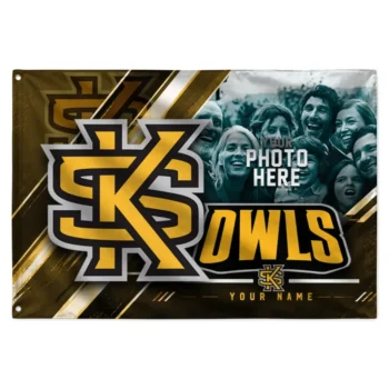 Kennesaw State Owls House Flag Customized Diagonal Stripes Gold Best Selling