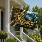 Kennesaw State Owls House Flag Customized Diagonal Stripes Gold Best Selling