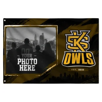 Kennesaw State Owls House Flag Personalized Framed Photo Gold Black Best Selling