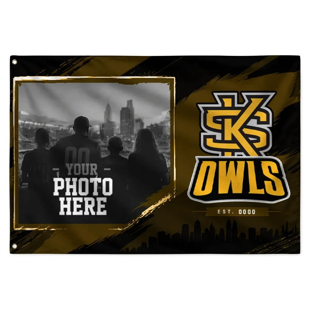 Kennesaw State Owls House Flag Personalized Framed Photo Gold Black Best Selling Kennesaw State Owls House Flag Personalized Framed Photo Gold Black Best Selling
