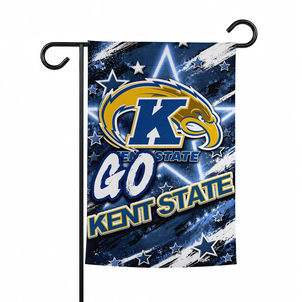 Kent State Golden Flashes Garden Flag Custom Glowing Star Navy Blue Best Selling Kent State Golden Flashes Garden Flag Custom Glowing Star Navy Blue Best Selling