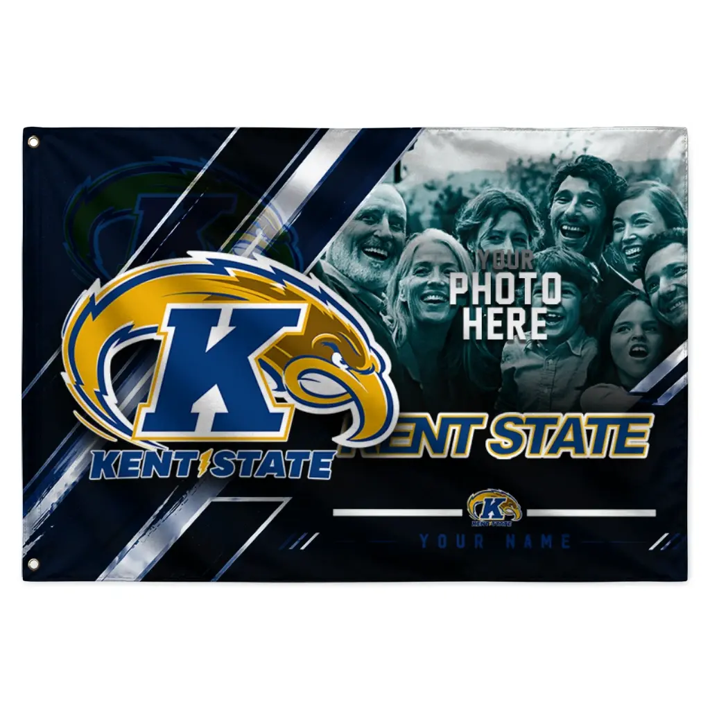 Kent State Golden Flashes House Flag Custom Diagonal Stripes Navy Blue Best Selling Kent State Golden Flashes House Flag Custom Diagonal Stripes Navy Blue Best Selling