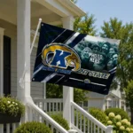 Kent State Golden Flashes House Flag Custom Diagonal Stripes Navy Blue Best Selling
