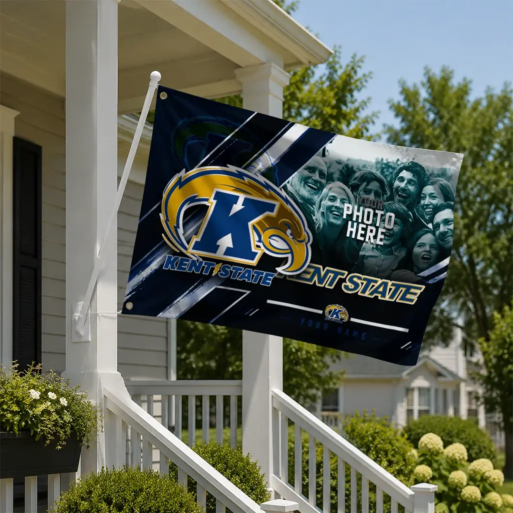 Kent State Golden Flashes House Flag Custom Diagonal Stripes Navy Blue New Arrival Kent State Golden Flashes House Flag Custom Diagonal Stripes Navy Blue New Arrival