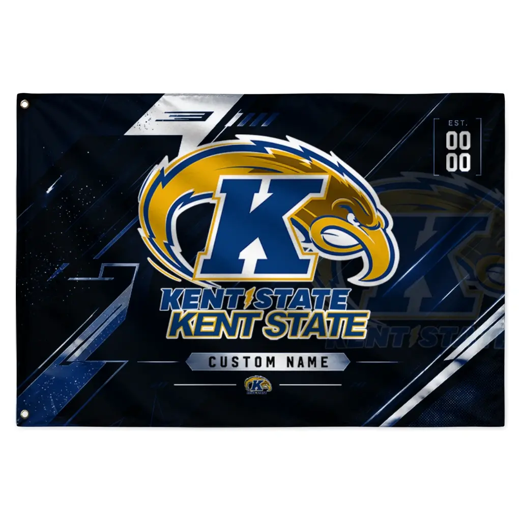 Kent State Golden Flashes House Flag Customized Speed Slashes Navy Blue Best Selling Kent State Golden Flashes House Flag Customized Speed Slashes Navy Blue Best Selling
