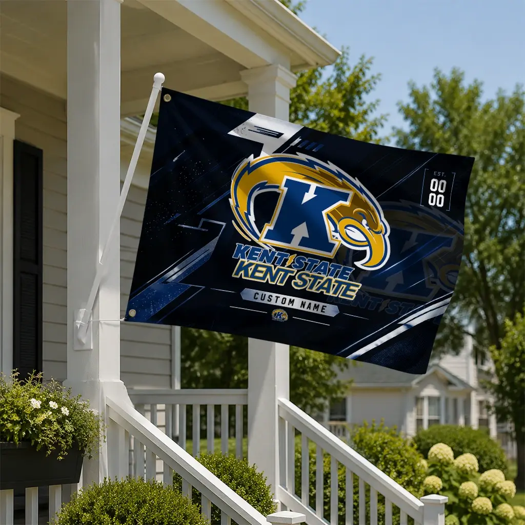 Kent State Golden Flashes House Flag Customized Speed Slashes Navy Blue New Arrival Kent State Golden Flashes House Flag Customized Speed Slashes Navy Blue New Arrival